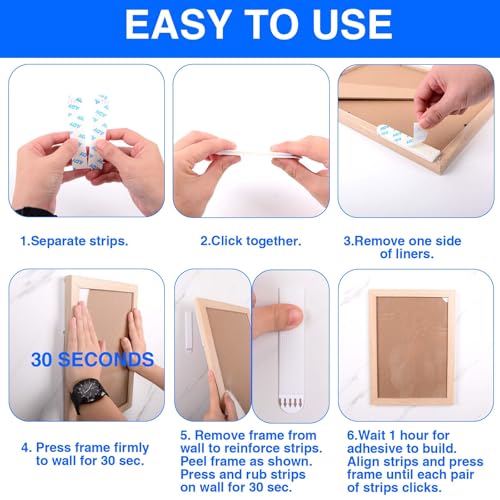 ADY Picture Hanging Strips Heavy Duty 40Pairs, Picture Hangers Damage Free Removable, Adhesive Mounting Tape for Wall - size: White-XL