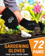 Potchen 72 Pairs Garden Work Gloves Bulk Pack for Men and Women - color: Black