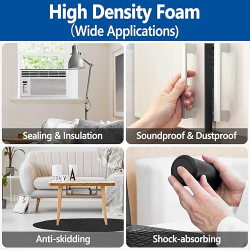 Self Adhesive Foam Tape Weatherstrip 1/2in x 1/2in x 16.5Ft High Density Foam Insulation Strips Foaming Seal Weather Stripping with Strong Adhesive for Door and Window Sound Isolation Soundproofing - size: 1/2in x 1/2in x 16.5Ft