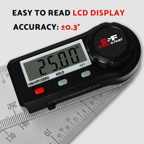 S&F STEAD & FAST Digital Angle Finder Tool with Case, 7 Inch / 200 mm - size: Digital Angle Ruler 7 Inch