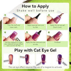 Makartt Cat Eye Gel Nail Polish - 10ml Premium Holographic Magnetic Gel with Magnet Stick, Shimmery Galaxy Effect, Long-Lasting Soak Off UV for Salon & Home DIY - Kiwi Green - color: Kiwi Fruit