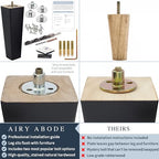 Airy Abode Premium Black Square Furniture Legs (Full Install Kit) - Pick Your Size and Color - color: Black, size: 10 Inches