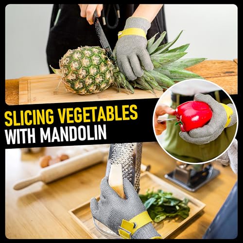 COOLJOB A9 Food Grade Cut Resistant Gloves for Kitchen Chef Butcher, S-XL - size: X-Large