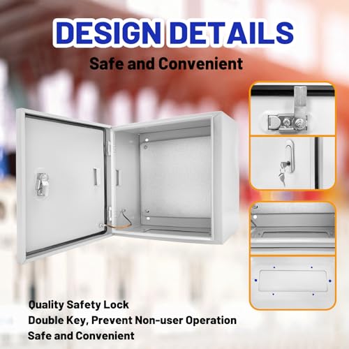 Electrical Junction Box 24x24x12, NEMA 4X IP66 Steel Enclosure Box - size: 24 x 24 x 12''