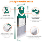 3 Pack 2" Angled Paint Brush Set, Synthetic Bristles, Rubber Short Handle - size: 2 Inch Angled, 3 Pack