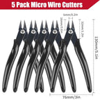 5 Pack Micro Wire Cutter, 5 Inches Flush Cutters, Black Side Cutters