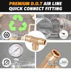 Brass DOT 5/8" Tee Union Push to Connect Air Brake Line Fitting - color: DOT Union Tee, size: 5/8" Od