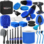 Qydipclin 29Pcs Car Detailing Kit, Car Detailing Brush Set, Car Wash Cleaning Kit, Car Detailing Brushes, Professional Car Care Kit for Interior Exterior Wheels, Blue - size: 29pcs