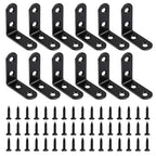 12 PCS 1.57'' x 1.57'' Stainless Straight Flat Brackets, Black Flat Metal Brace Bracket, Support Flat Metal Brace for Wood Furniture, Mending Plate Connector Joining Bracket for Fence,48 Screws - size: 1.57 x 1.57 in