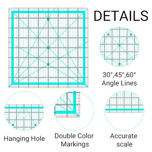 Quilting Rulers,3 Square Quilting Ruler(2.5",3.5", 5") - color: Lake Blue