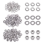 Swpeet 150Pcs Metric 304 Stainless Steel M4 Hex Nuts and Flat Washers with M4 Split Lock Washers Assortment Kit, Coarse Thread Hexagon Nut for Home Automotive Shop Use - size: M4 Hex Nuts & Washers