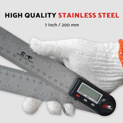 S&F STEAD & FAST Digital Angle Finder Tool with Case, 7 Inch / 200 mm - size: Digital Angle Ruler 7 Inch