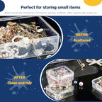 1 Large Box & 30-Grid Transparent Plastic Bead Organizer (Hinged Lid) — A Portable Craft Storage Solution for Jewelry Making, DIY Projects, Nail Art, and Storage of Screws & Small Parts
