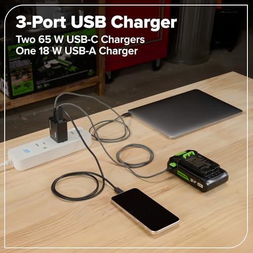 GREENWORKS 24V (8-TOOL) Combo (Drill, Impact Driver, Circular Saw, Reciprocating Saw, Jigsaw, Multi-Tool, Sander, Flashlight), 4.0Ah + (2) 2.0Ah (Power Bank) Batteries, (2) Cables, 65W Rapid Charger - size: 8PCS Combo Kits