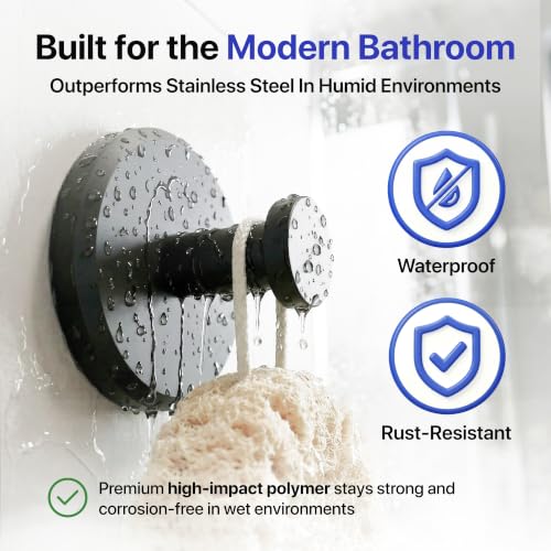 HOME SO Suction Cup Hooks for Shower & Bathroom Towel Holder 2-Pack Black - color: Matte Black, size: 2 Pack