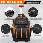 AUROPEAK Rolling Tool Backpack, 63 Pocket Heavy Duty Tool Bag with Wheels - size: 1.38" Wheel
