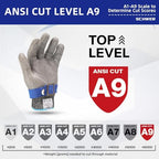 Schwer 10 PCS SlicePro ANSI A9 Cut Resistant Glove PR1706, Stainless Steel Mesh Metal Glove, Food Grade for Kitchen Cooking, Butcher Meat Cutting, Oyster Shucking, Mandoline, L - size: Large (Pack of 10), style: 1.0 Steel Wire