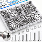 Nuts and Bolts Assortment Kit, 304 Stainless Steel Bolts 8 Sizes #6-32#8-32#10-24 Phillips Pan Head Machine Screws, Assorted Bolts, Nuts and Washers Kit (237PCS) - size: 236PCS
