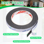 PATIKIL 5Roll Sponge Rubber Foam Tape, 5/8" W x 1/32" t x 16.4ft l Self-Adhesive Foam Insulation Tape Weather Stripping for Window Door Soundproofing Weatherstrip AC Seal Strip, Black - size: 5/8" x 1/32" x 16.4ft