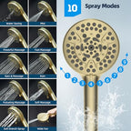 Hibbent All Metal cUPC Certified High Pressure Rainfall 10'' Shower Head - color: Brushed Gold, style: Square 10''