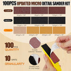 100PCS Micro Detail Sander Kit, 3-in-1 Precision Mini Finger Sander
