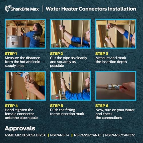 SharkBite Max 24 in Corrugated Flexible Water Heater Connector, 3/4 Inch Push-to-Connect x 3/4 Inch FIP, Brass Plumbing Fitting, Stainless Steel, URSS3088FX24 - size: 24 in. L x 3/4 in. PTC x 3/4 in. FIP
