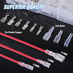 Nilight 480PCS Insulated Male and Female Spade Terminals | Open Barrel Copper Crimp Electrical Tin Plated Wire Connector 22-16AWG 22-14AWG 18-14AWG for Automotive Car Audio Speaker Wiring Projects - color: 480PCS Crimp Terminals