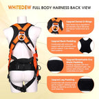 Fall Protection Premium Safety Harness with Shock Absorbing Lanyard, Vented & Padded Shoulder, Legs & Back - Upgrade 4 Quick Buckles (Orange) - color: Orange