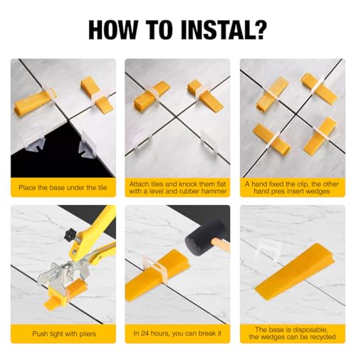 Tile Leveling System with Tile Plier - 600-Piece Tile Spacers Clips