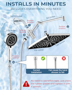 Shower Head with Handheld,High Pressure Chrome Rain Shower Head - color: B-Chrome, style: Rectangular 12"