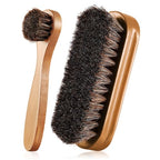 2 Pcs Horsehair Shine Shoes Brush Kit Polish Dauber Applicators Cleaning Leather Shoes Boots Care Brushes Suede Cleaner Brush(Wooden Style F) - style: Wooden Style F