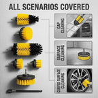 7-Piece Scrubber Brush Kit with Extension Rod, Nylon Bristle for Drill