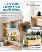 4 Inch L Bracket Corner Brace, 90 Degree Angle Iron, Black 4Pcs - color: Black-4PCS