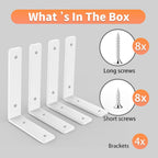 White Heavy Duty Shelf Brackets 12 Inch, Extra Thick L Shelving Brackets, Rustic Gold Iron Floating Shelves Wall Mounted with Hardware for DIY Open Shelving, 4 Pack - color: White, size: 12 Inch