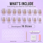 BTArtbox Press On Nails, Milky Way, Short Coffin, Cat Eye French, 32Ct - color: A1-Milky Way