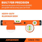 JORGENSEN 16" Magnetic LED Box Level, 90°/180° Torpedo Lighted Leveler Tool - size: 16 inch