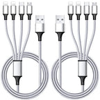 Multi Charging Cable, Multi USB Cable Universal 4 in 1 Multiple USB Cable - color: Silver