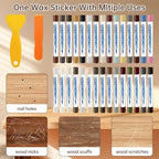 30+2P Wood Filler Sticks, 30 Colos Wood Filler Putty Wax Crayons Furniture Repair Kit Putty Stick for Baseboard Cabinets Furniture Floors(with 2 Scrapers)