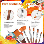 GETHPEN 29pcs Paint Brush Set, Acrylic Paint Brushes, Oil, Watercolor - style: Assorted Shapes