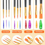 ESRICH 200PCS Paint Brushes, Paint Brush for Acrylic Painting - color: Black, size: 200