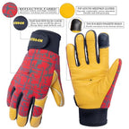 Kids Genuine Leather Work Gloves Age 2-12, Touchscreen, Reflective - color: Red, size: Large (10-12 Years Old)