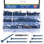 Glarks 250pcs #8 x 1’’, 1-1/4", 1-1/2’’, 2", 2-1/2" Pocket Hole Screws with Square Drill Bit Kit, Blue Coated Square Drive Wood Screws, Washer Head Coarse Thread Screw for Woodworking, Furniture - size: 250pcs 8x1,8x1-1/4,8x1-1/2,8x2,8x2-1/2