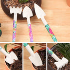 Garden Tools Set, JUMPHIGH 10 Pieces Gardening Tools with Floral Print, Ergonomic Handle Trowel Rake Weeder Pruner Shears Sprayer, Garden Hand Tools with Carrying Case Gardening Gifts for Women Father - color: Purple