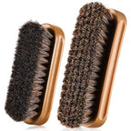 2 Pcs Horsehair Shine Shoes Brush Kit Polish Dauber Applicators Cleaning Leather Shoes Boots Care Brushes Suede Cleaner Brush(Wooden Concaved Brush) - style: Wooden Concaved Brush