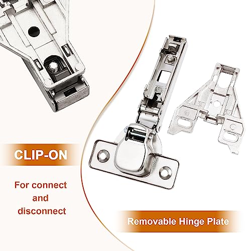 Probrico 1 Pair（2 Pack） Kitchen Cabinet Hinges for Face Frame Cabinet, Concealed Cabinet Hinges Brushed Nickel with Mounting Screws - size: 1 Pair
