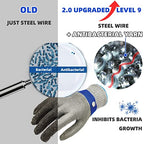 Schwer SlicePro ANSI A9 Cut Resistant Glove PR1707, Food Grade Stainless Steel Wire Metal Gloves, Cutting Gloves for Kitchen, Meat Cutting, Oyster Shucking, Fish Fillet, （M, 2 PCS） - size: Medium (Pack of 2), style: 2.0 Steel Wire+hppe