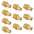10 piece EFIELD Brass Expansion Pex A 3/4"x 1/2" Male NPT Adapter Fitting - size: 3/4" x 1/2" (Brass, Pack of 10)
