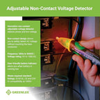 Greenlee GT-16 Adjustable Non-Contact Voltage Detector, 5V - 1000V AC,Green, Greens