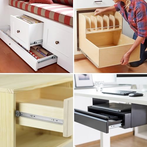 homdiy 10 Pairs Soft Close Drawer Slides 16 Inch Heavy Duty Side Mount Rail - color: Silver, size: 16 Inch