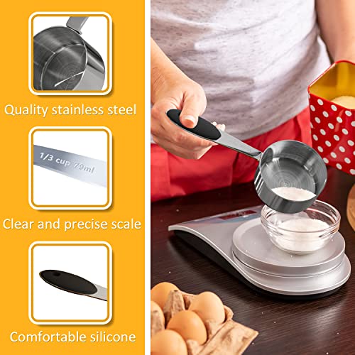 2PCS 1/3cup(79ml) Measuring Cup, Stainless Steel Measure Scoop - size: 1/3cup